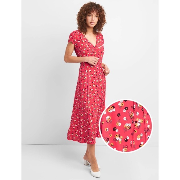 GAP Dresses & Skirts - Gap Floral Wrap Dress Size Small